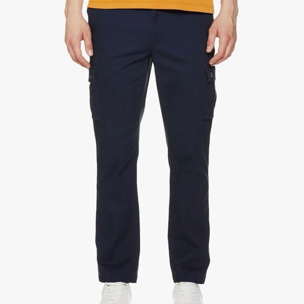 Amazon Essentials Men's Straight-Fit Stretch Cargo Pants in a navy blue